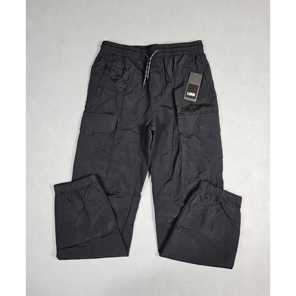 LCKR Boys Black Nylon Cargo Jogger Pants Size Medium NWT